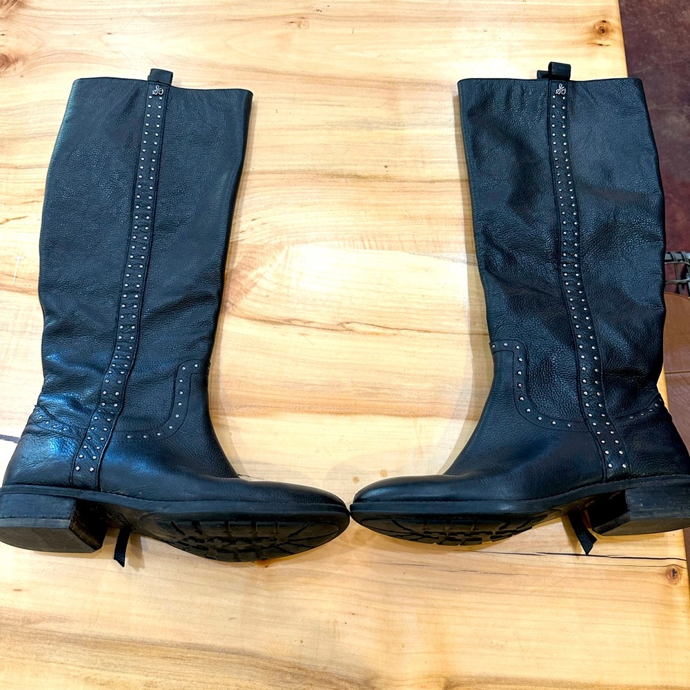 Sam Edelman Chic Black Studded up to the Knee Boots